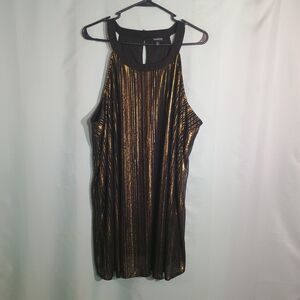 Torrid Black Gold Metallic Pleated Halter Tank Top Size 3